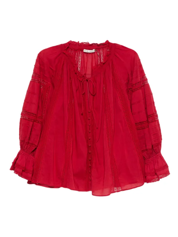 Alice + Olivia レーストリム ブラウス | レッド | FARFETCH JP alice+ 
