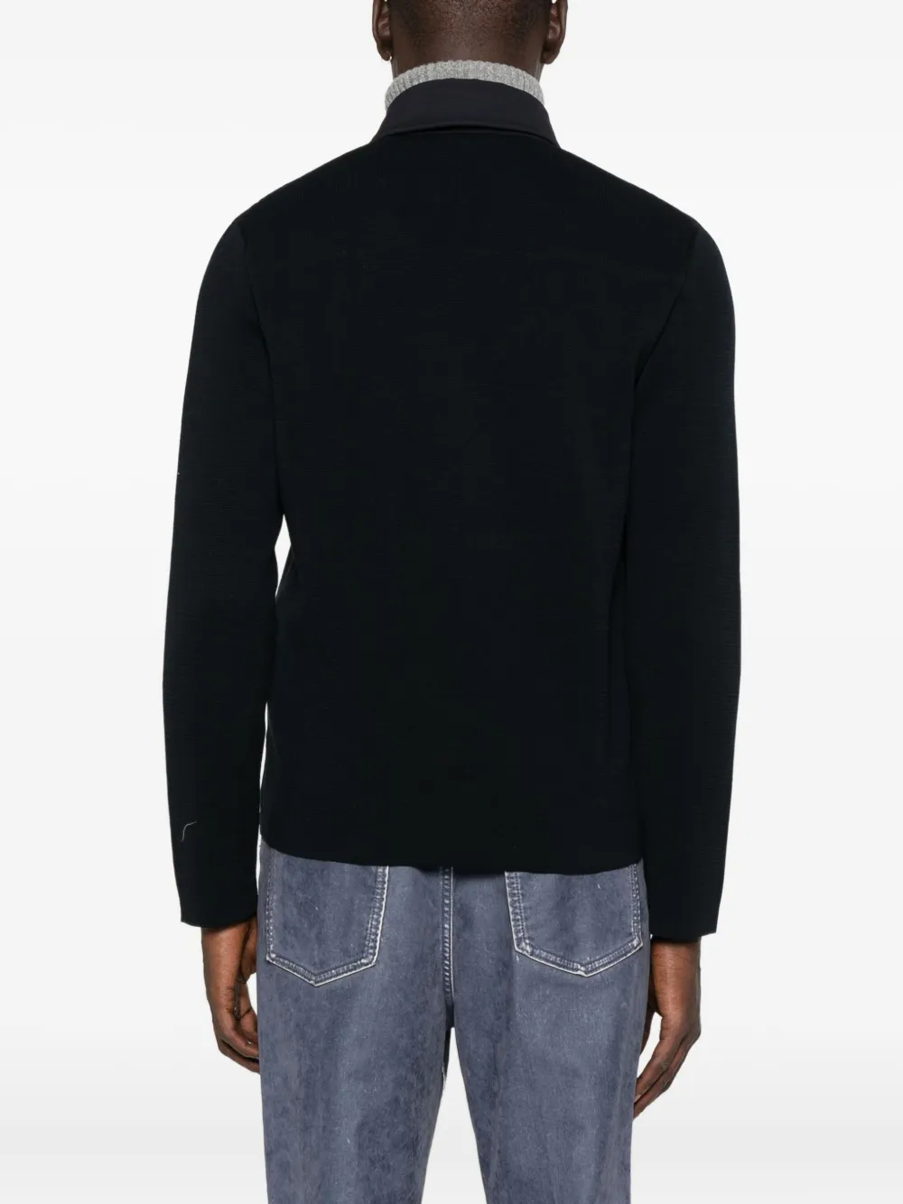 Herno Jack met gebreide mouwen en knopen Blauw