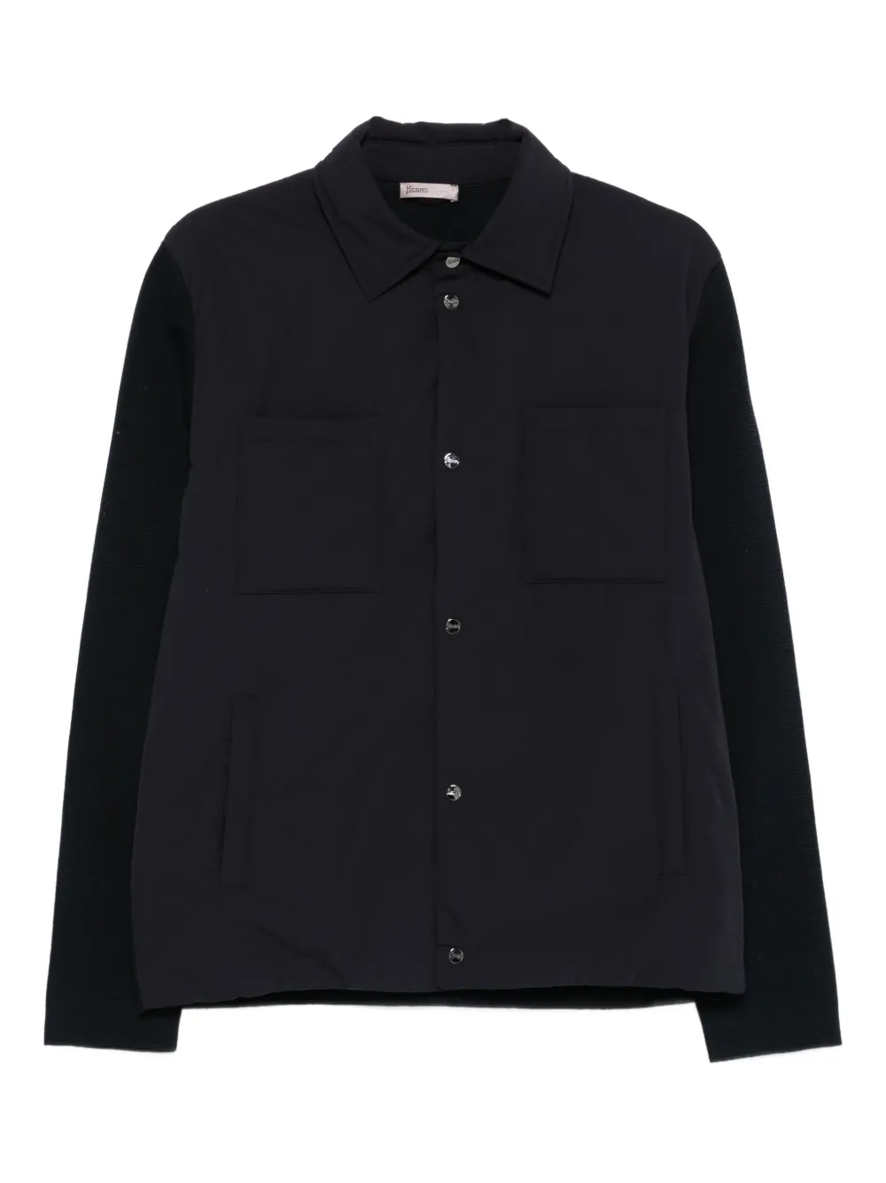 Herno Jack met gebreide mouwen en knopen Blauw