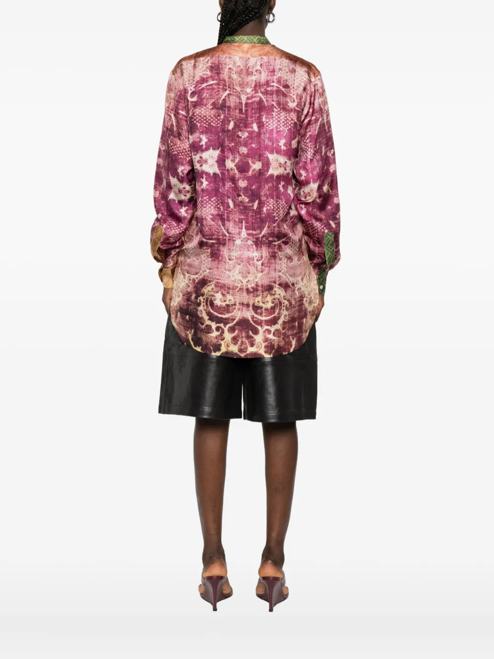 Pierre-Louis Mascia Zijden blouse met damaskprint Paars