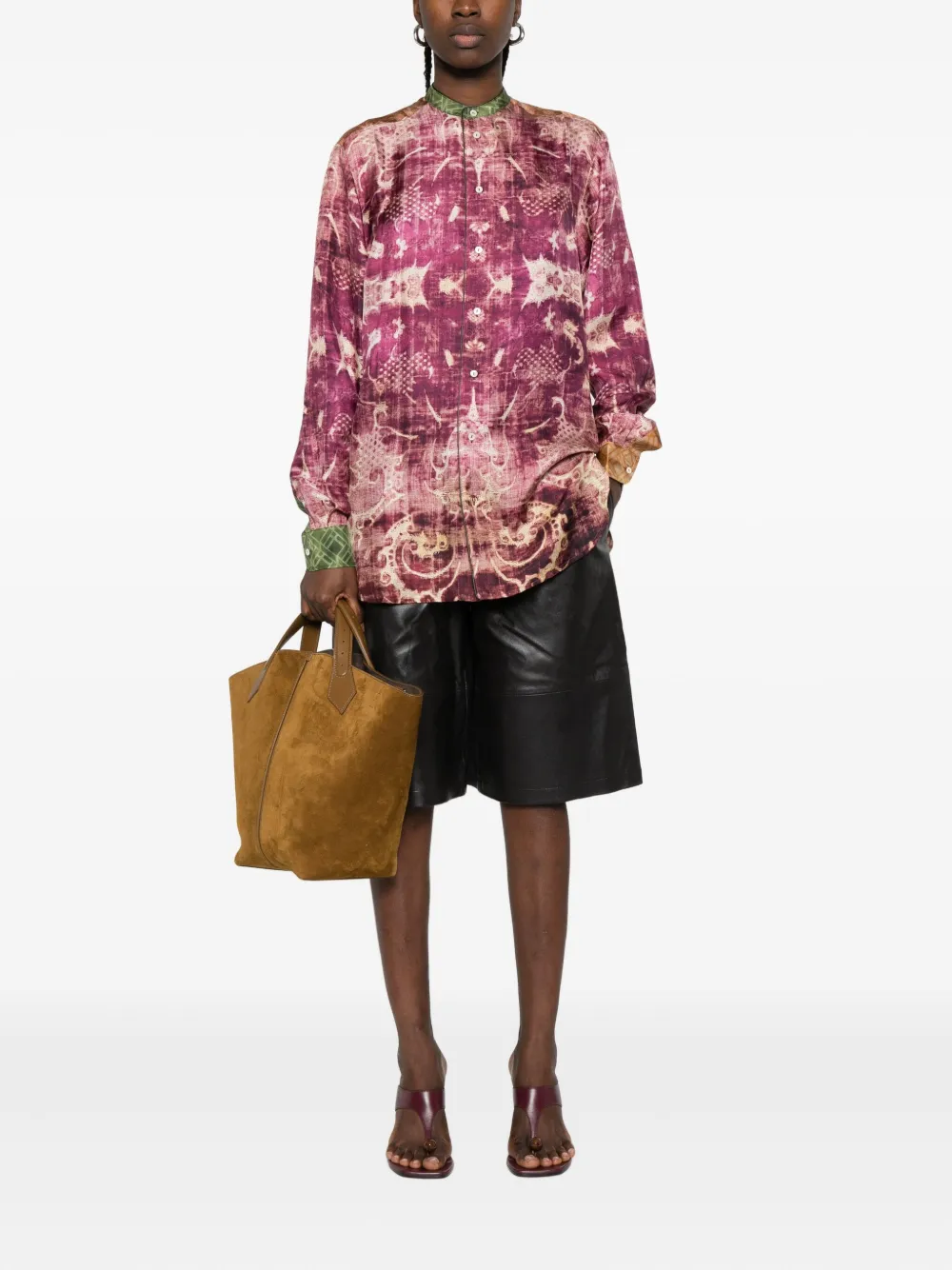 Pierre-Louis Mascia Zijden blouse met damaskprint - Paars