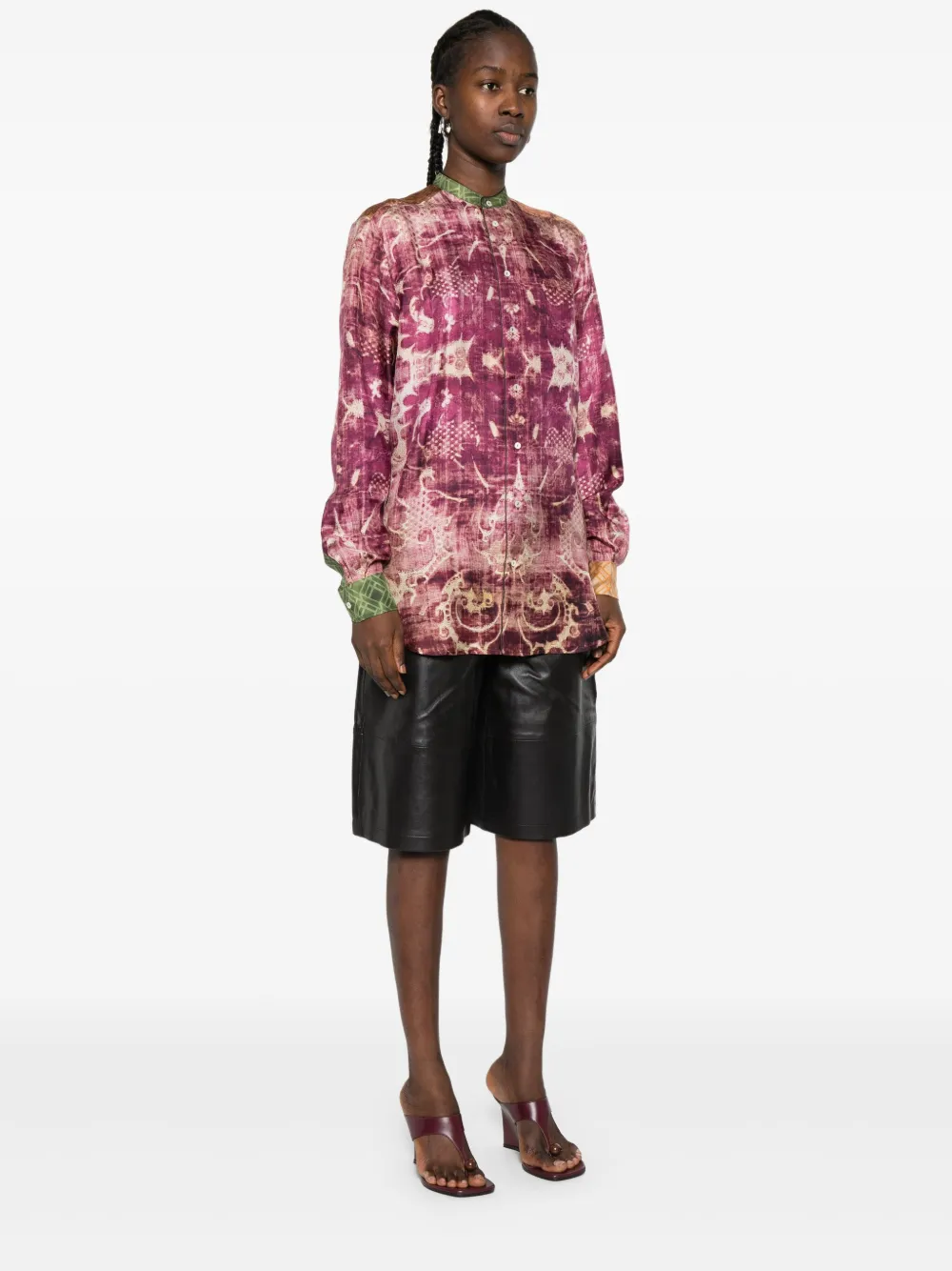 Pierre-Louis Mascia Zijden blouse met damaskprint Paars