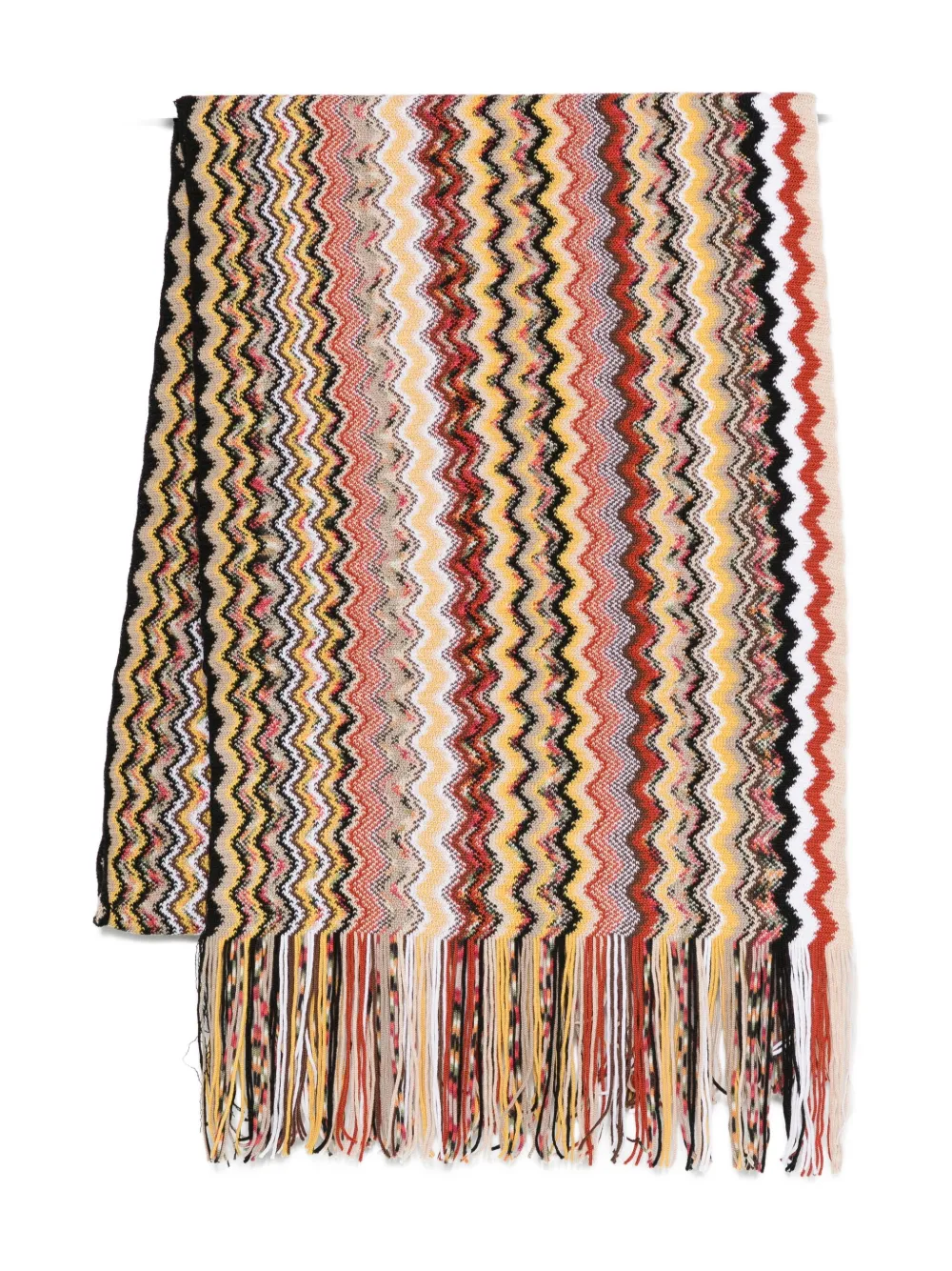 Missoni Zigzag-pattern Fringed Scarf In Neutral