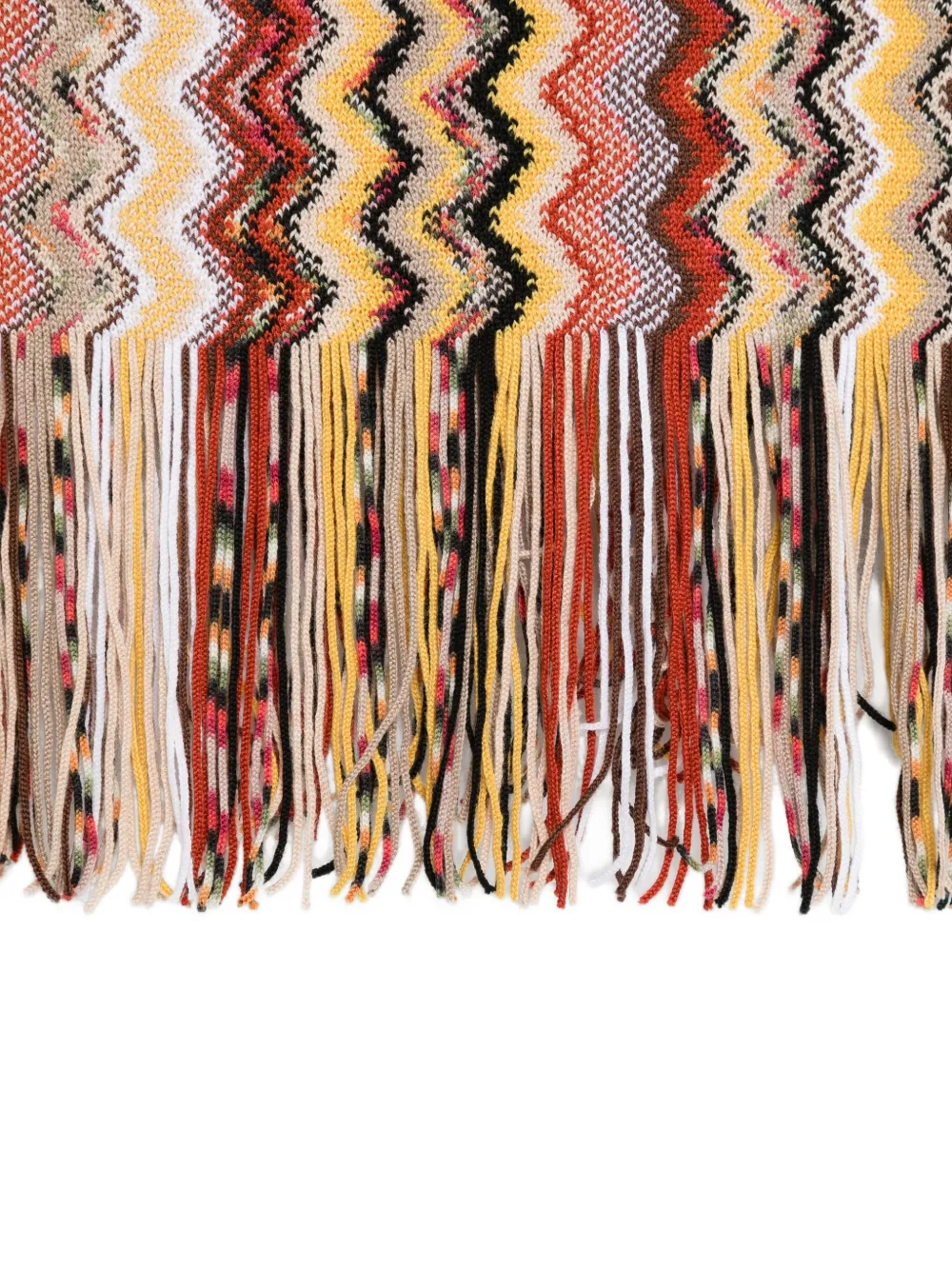 Missoni Zigzag-pattern Fringed Scarf In Neutral