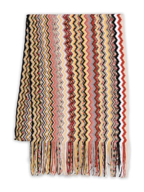 Missoni zigzag-pattern fringed scarf