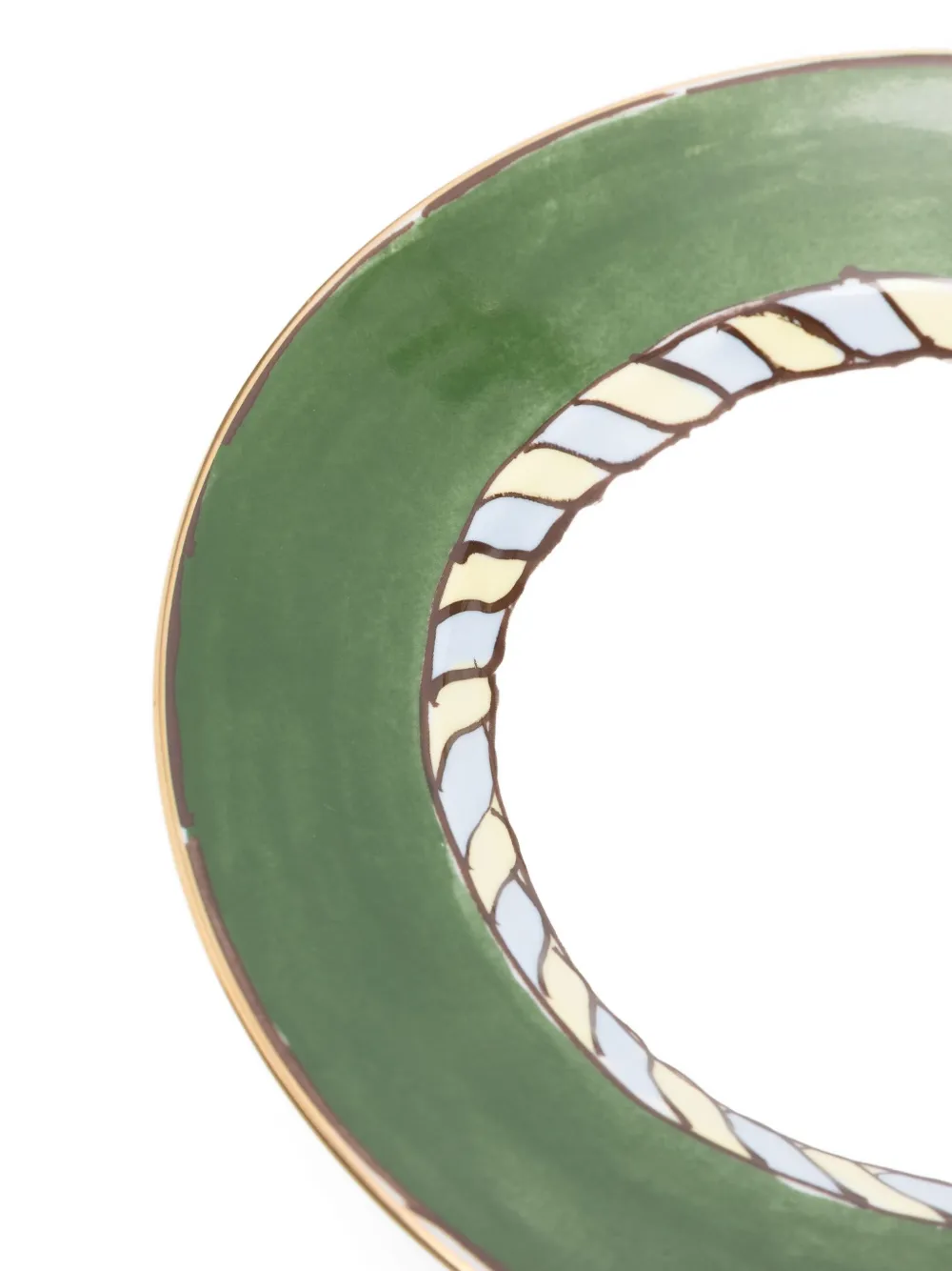 Ginori 1735 Gold-rimmed Braided-pattern Soup Plate Set (24cm) In Green