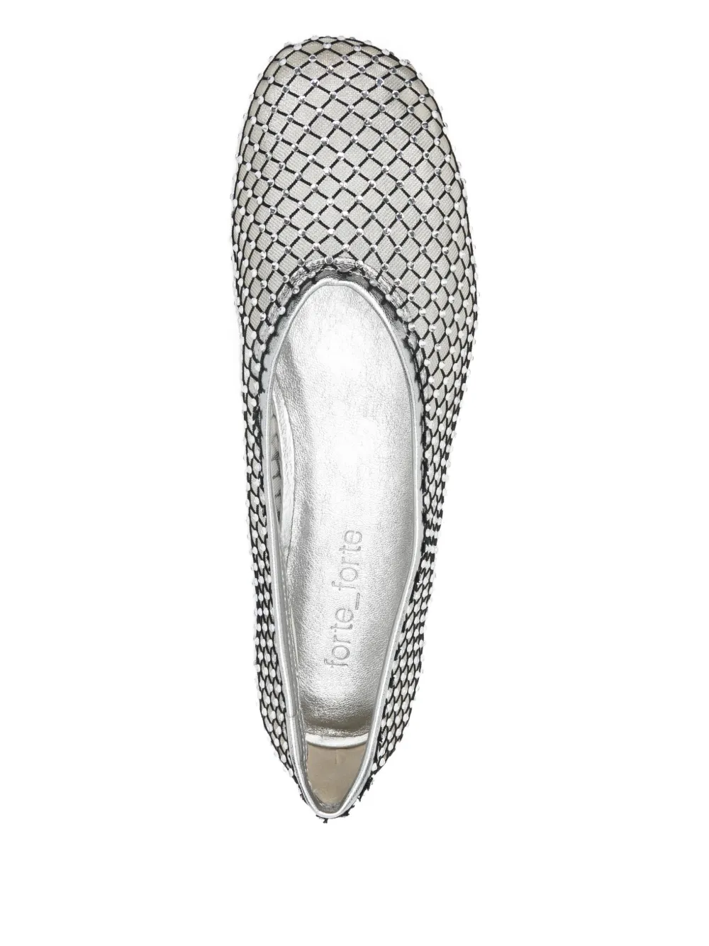 Forte Forte Strass Mesh Anckle Ballerina In Nero In White