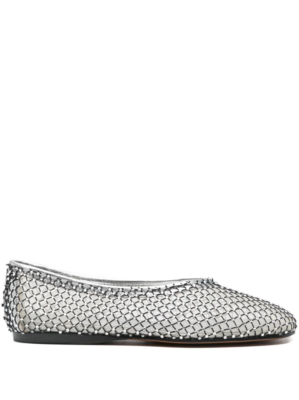 Forte Forte Strass Mesh Anckle Ballerina In Nero In White