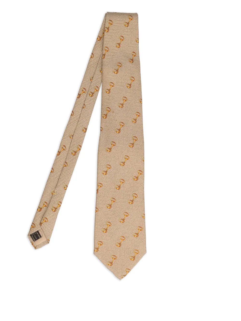 horsebit herringbone silk tie