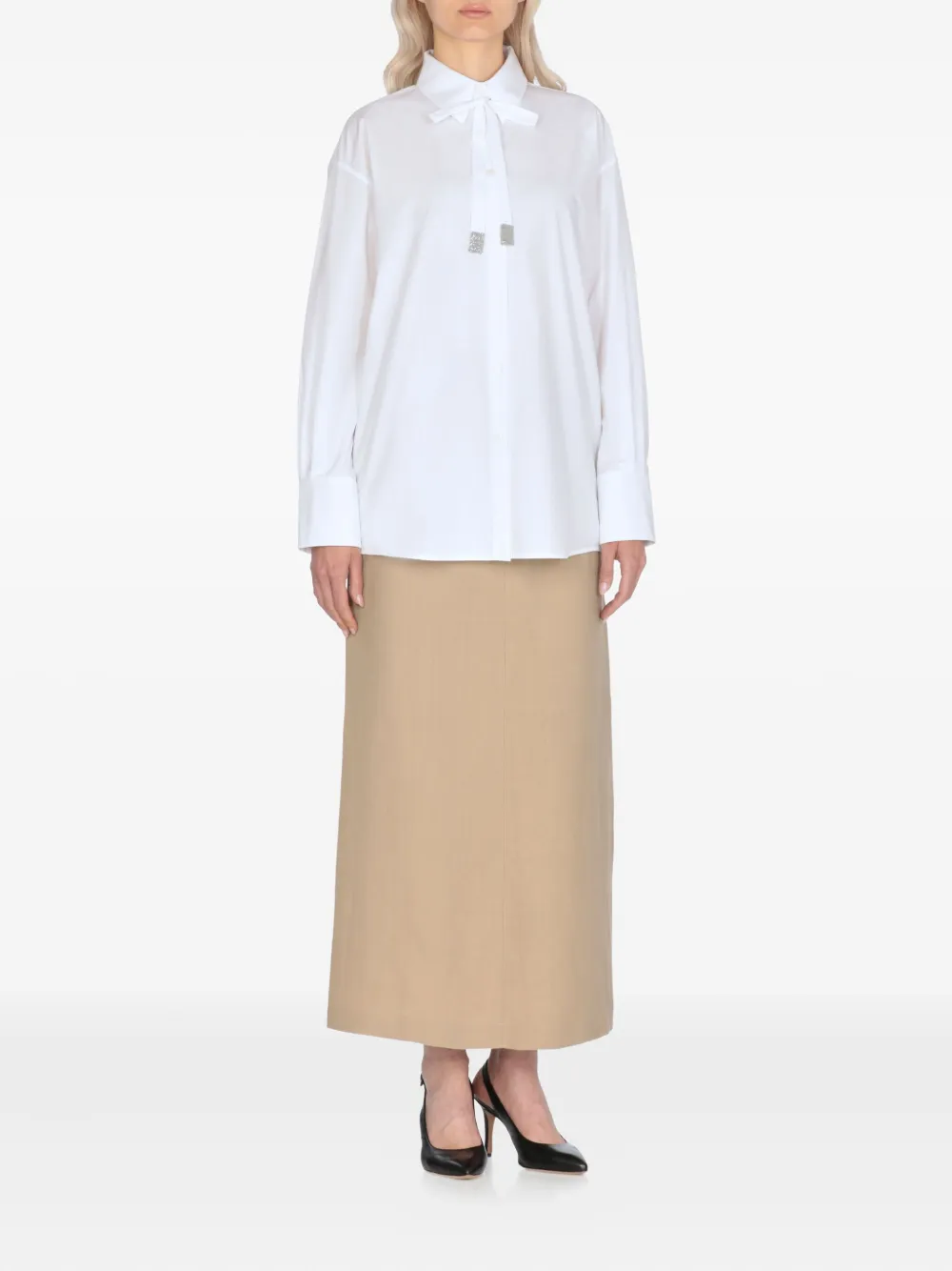 Fabiana Filippi lace-detail cotton shirt - Wit