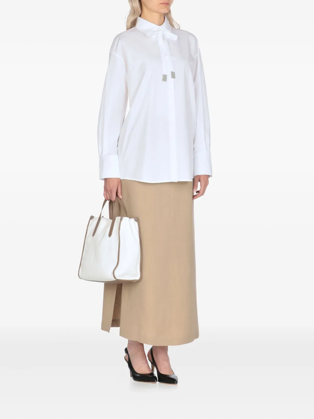 Fabiana Filippi lace-detail cotton shirt Wit