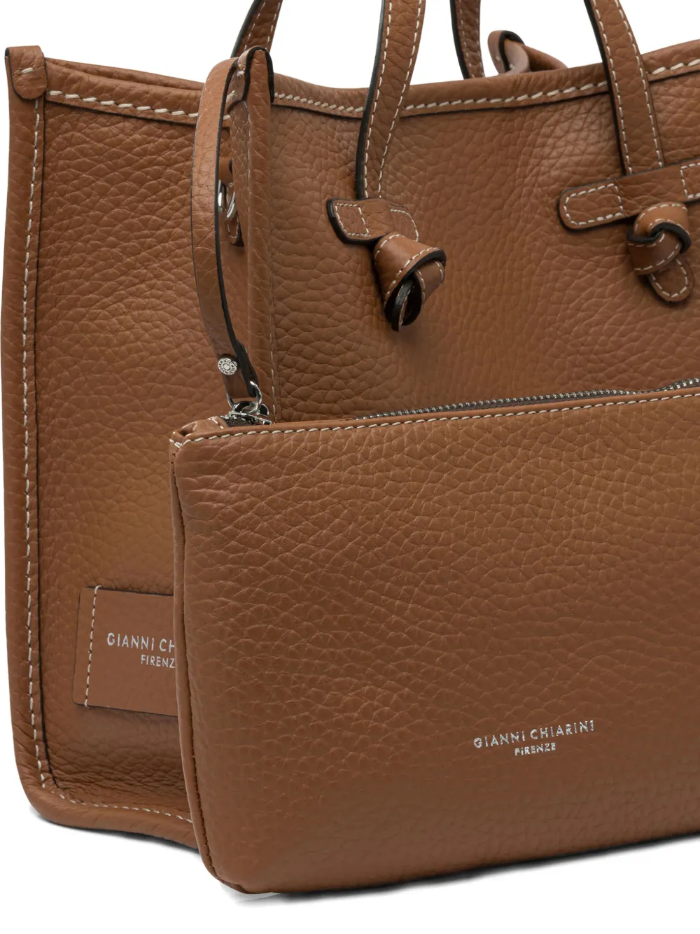 GIANNI CHIARINI knotted leather tote bag Bruin