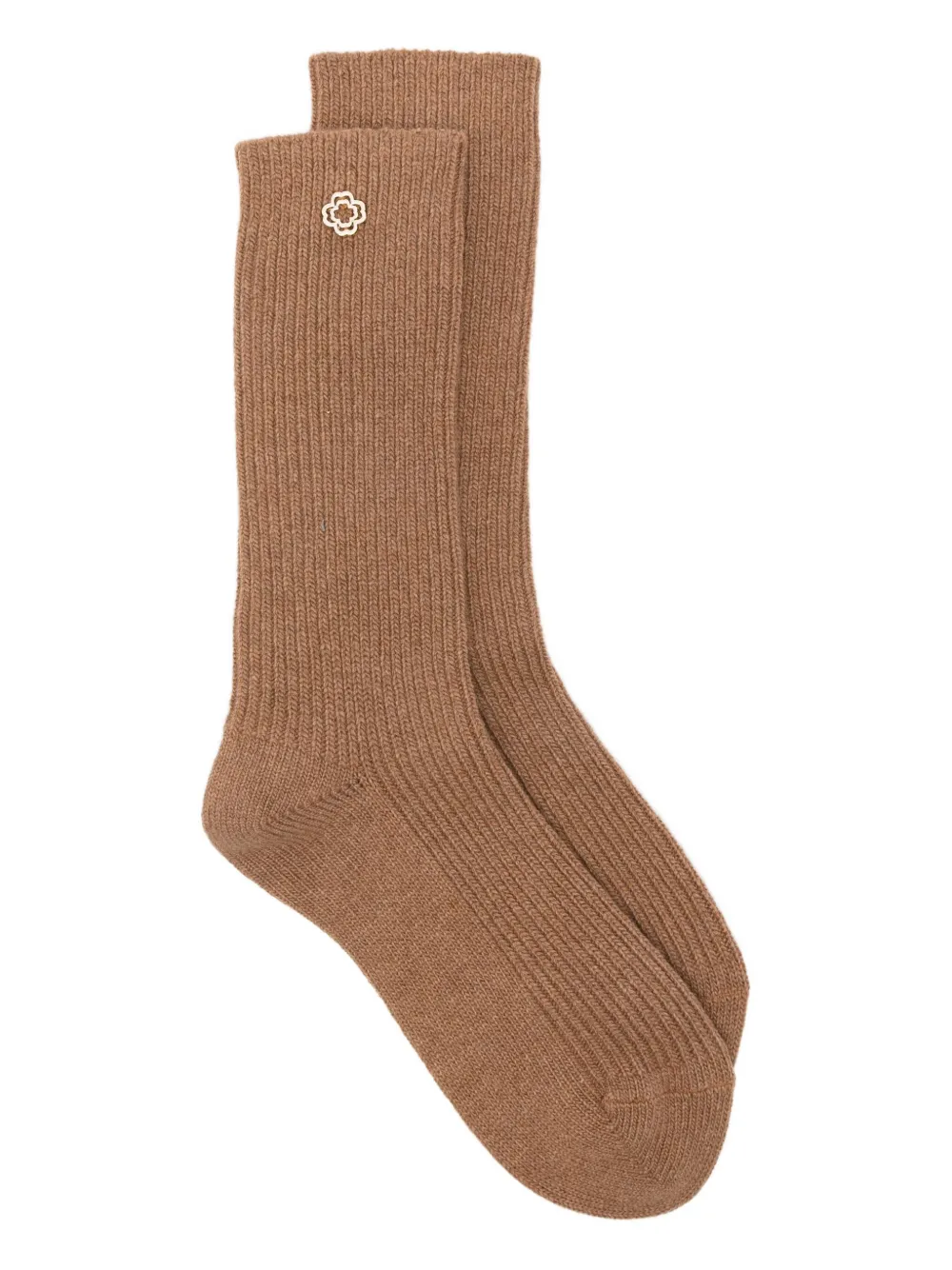 Maje chaussettes nervurées à appliques fleurs | marron | Image 1