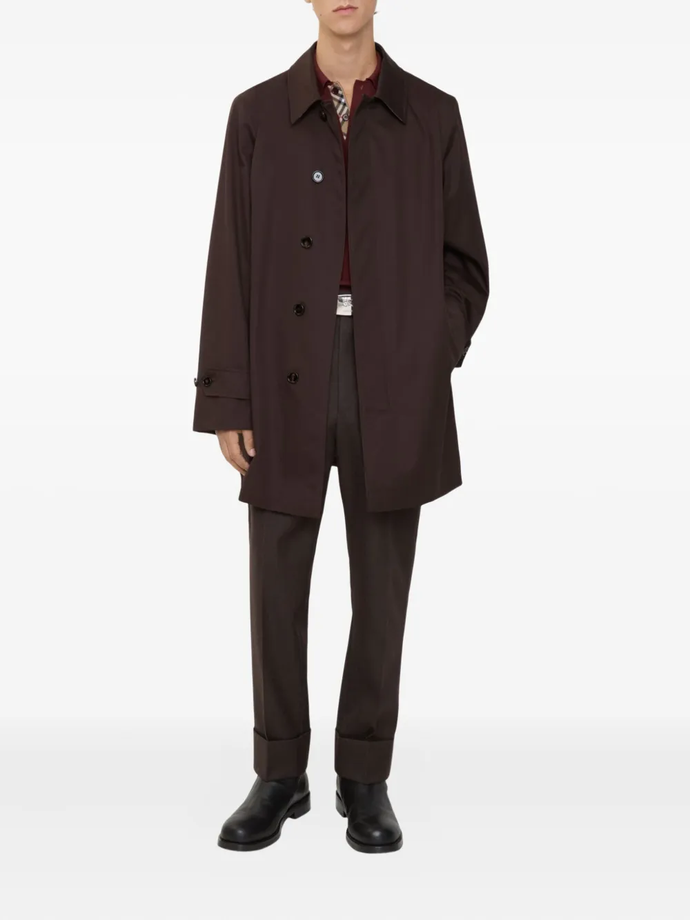 Burberry gabardine check-collar coat | Trench Coats  | Image 2