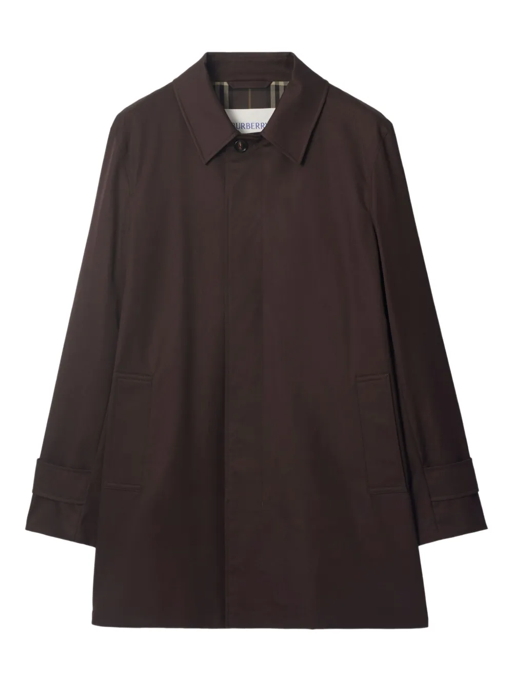 Burberry gabardine check-collar coat | Brown | Image 1