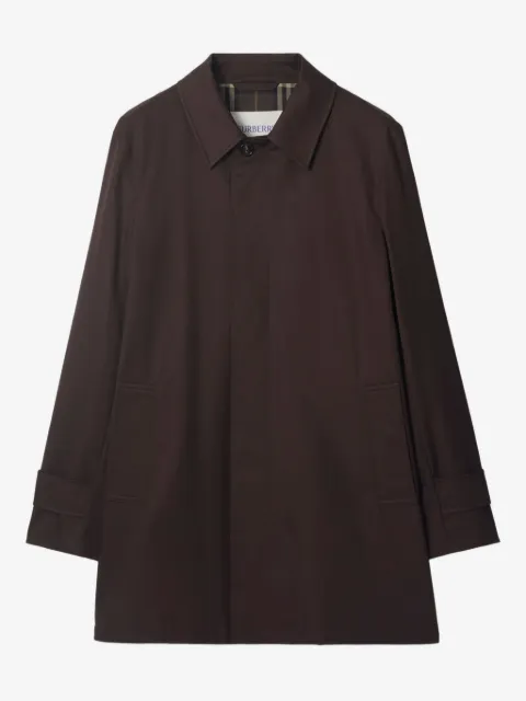 Burberry gabardine check-collar coat