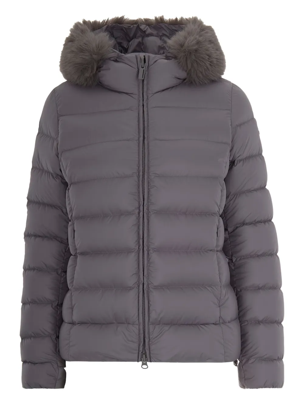 trimmed-hoodie quilted jacket