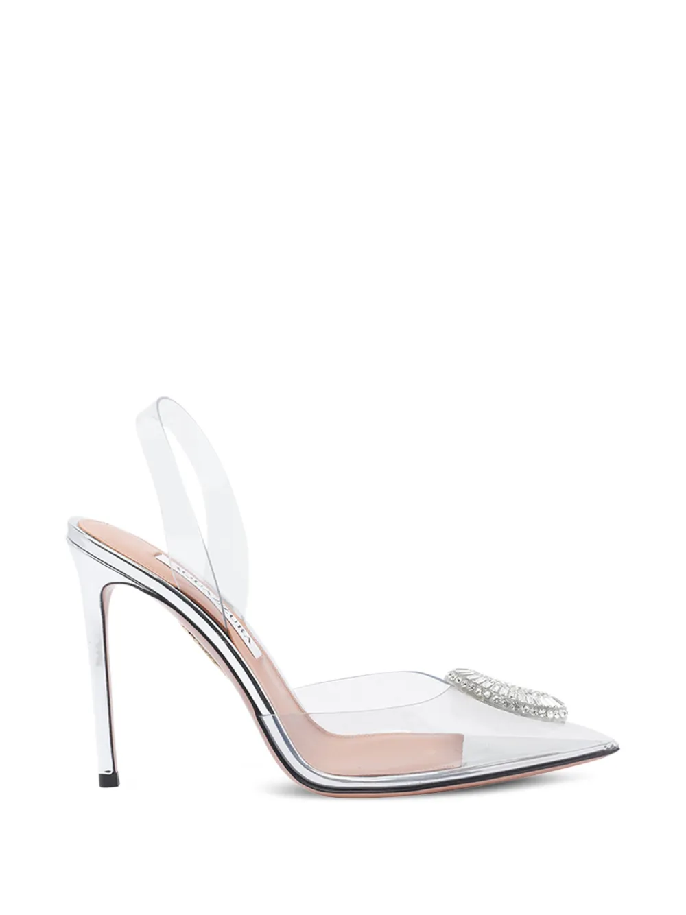 Aquazzura 120mm crystal-embellished slingback pumps White