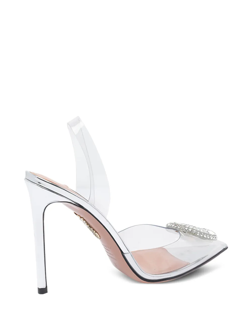 Aquazzura 120mm crystal-embellished slingback pumps White