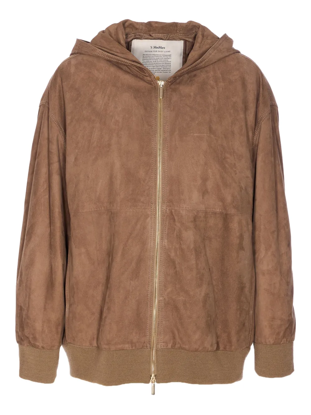 'S Max Mara hooded suede zip jacket