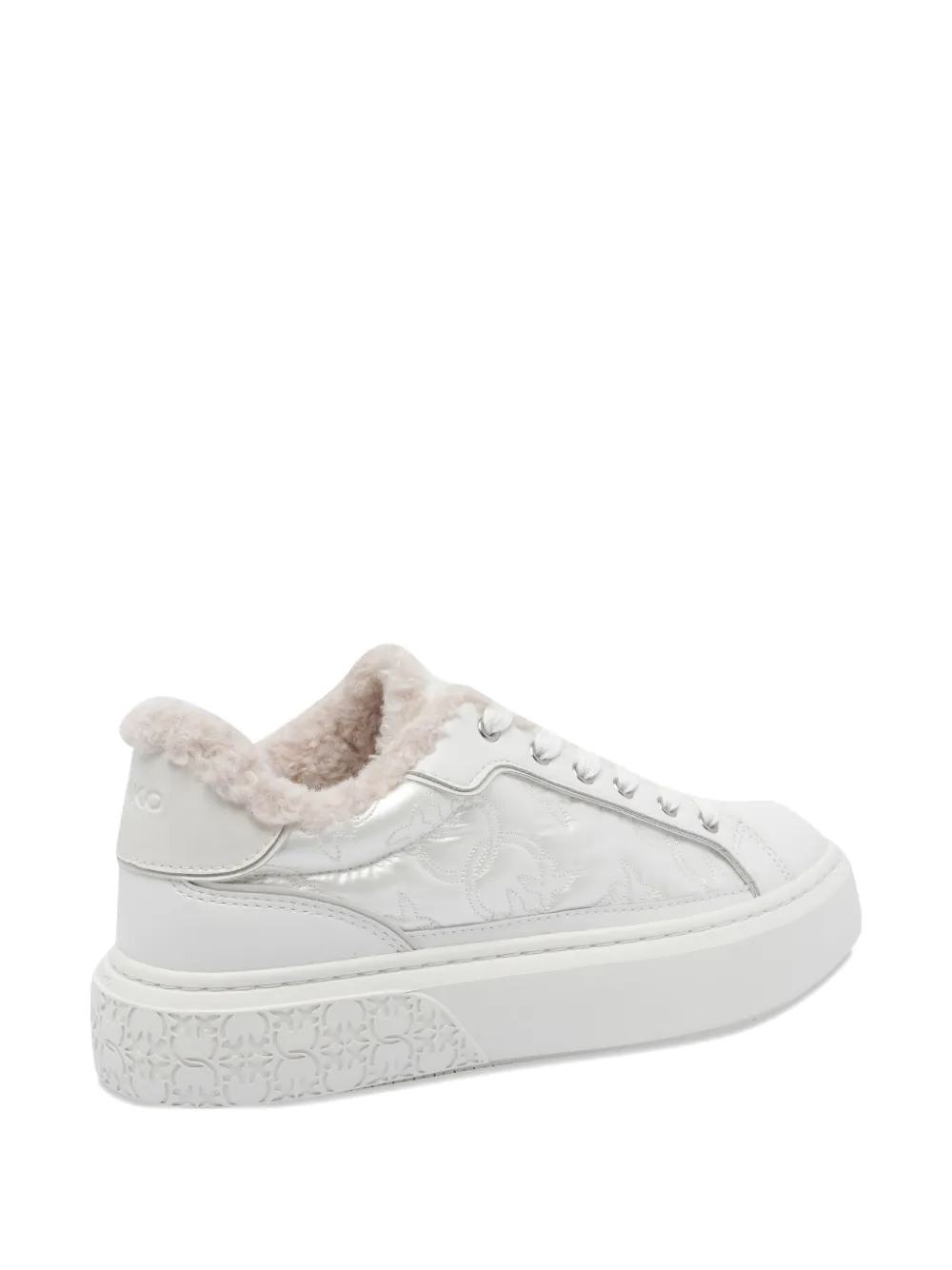 Pinko Quilted-pannel Fur-trim Trainers In White