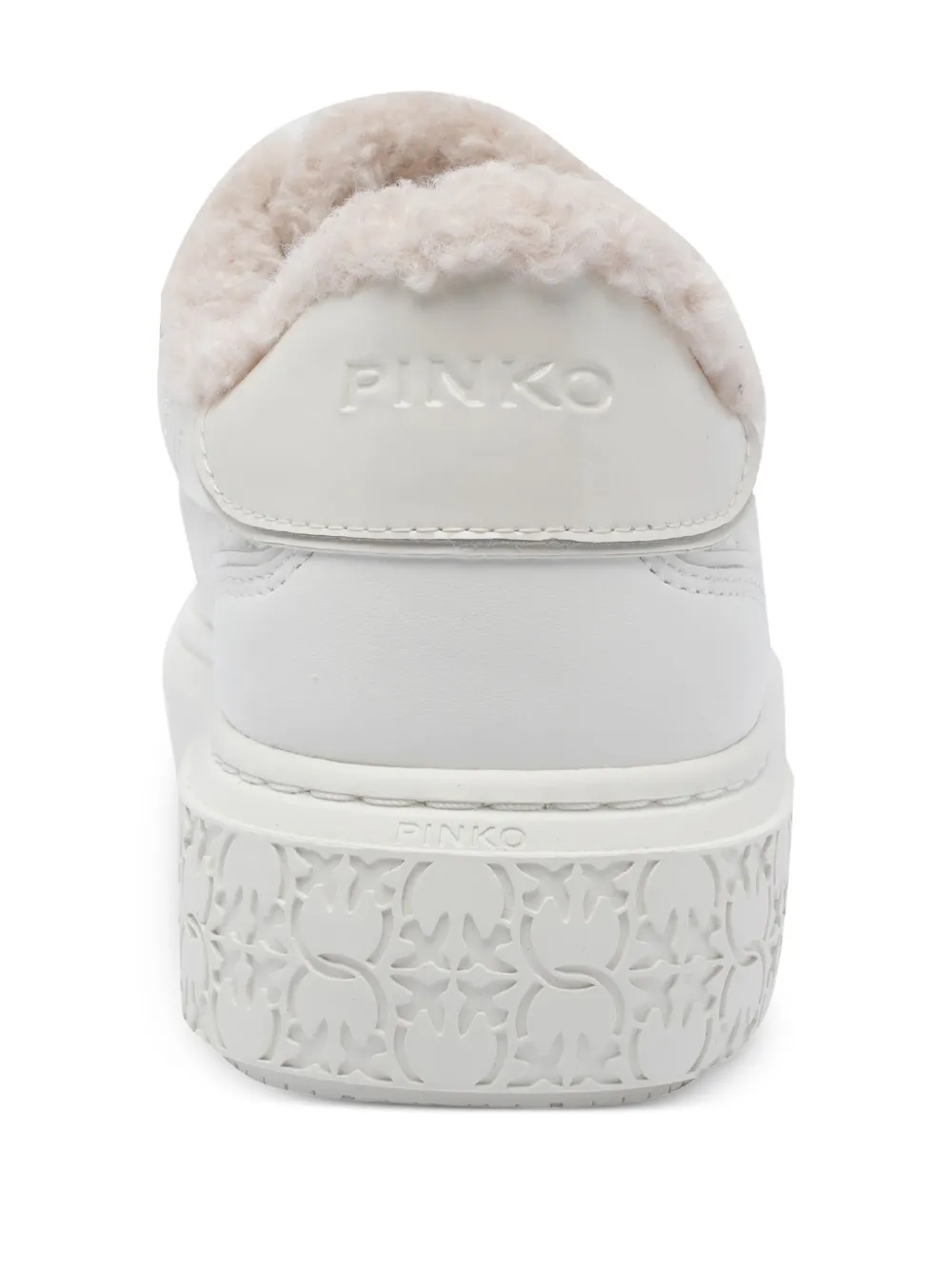 Pinko Quilted-pannel Fur-trim Trainers In White