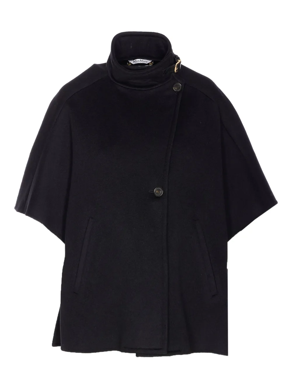 Max Mara button-fastening high-neck cape Zwart