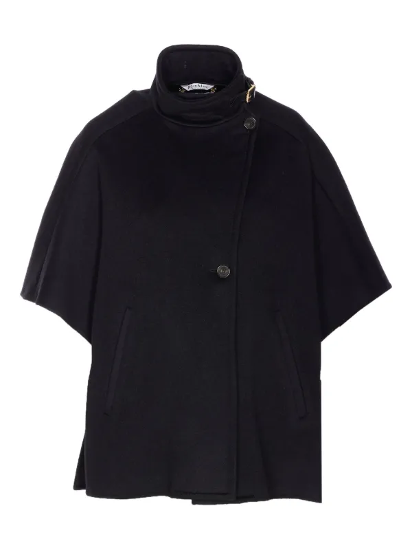 【関税&送料込み】Max Mara High-Neck Cape Max Mara button-fastening high-neck Cape | Black | FARFETCH UK