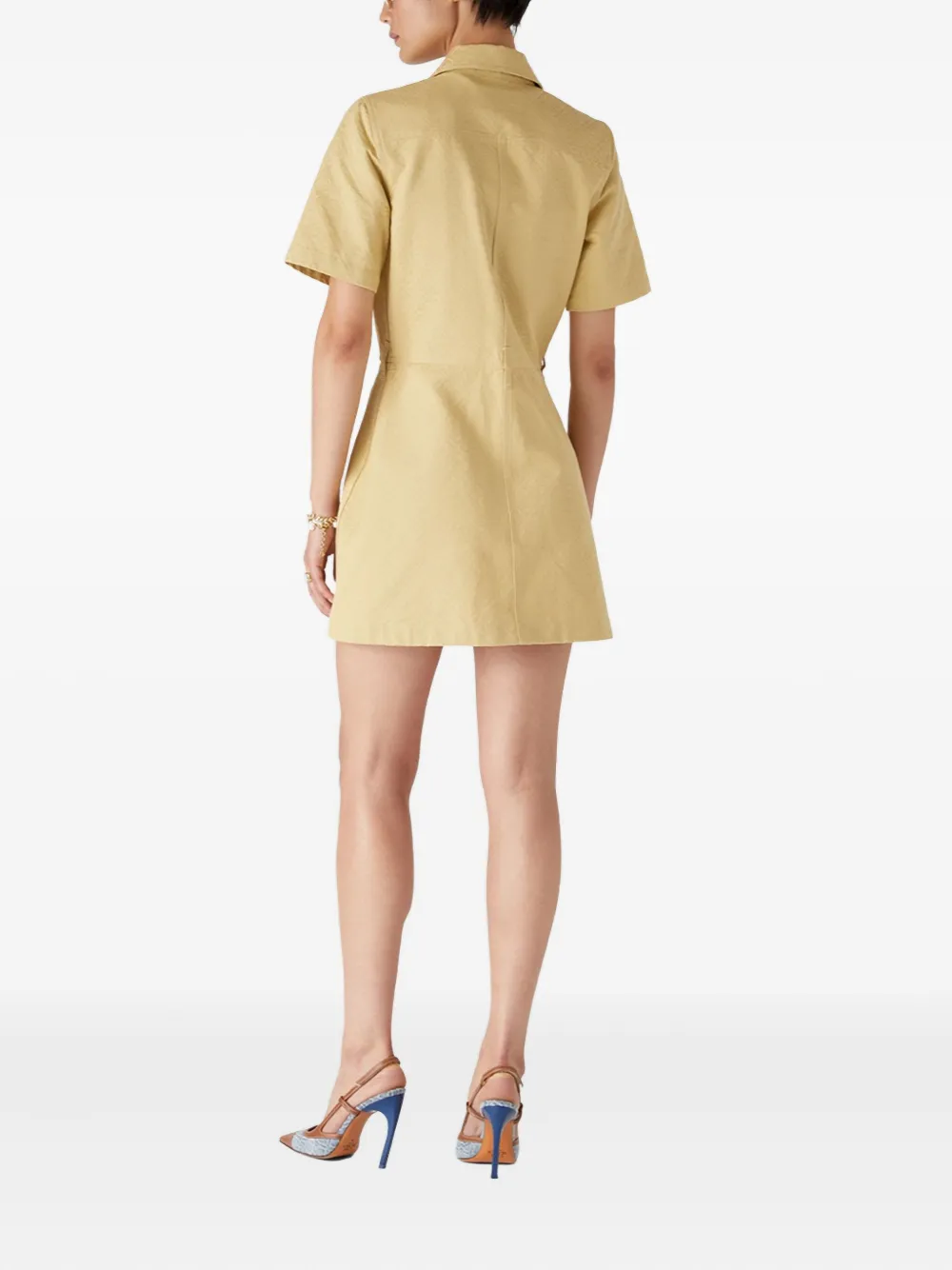 Casablanca Monogram Zip-front Mini Dress In Neutral