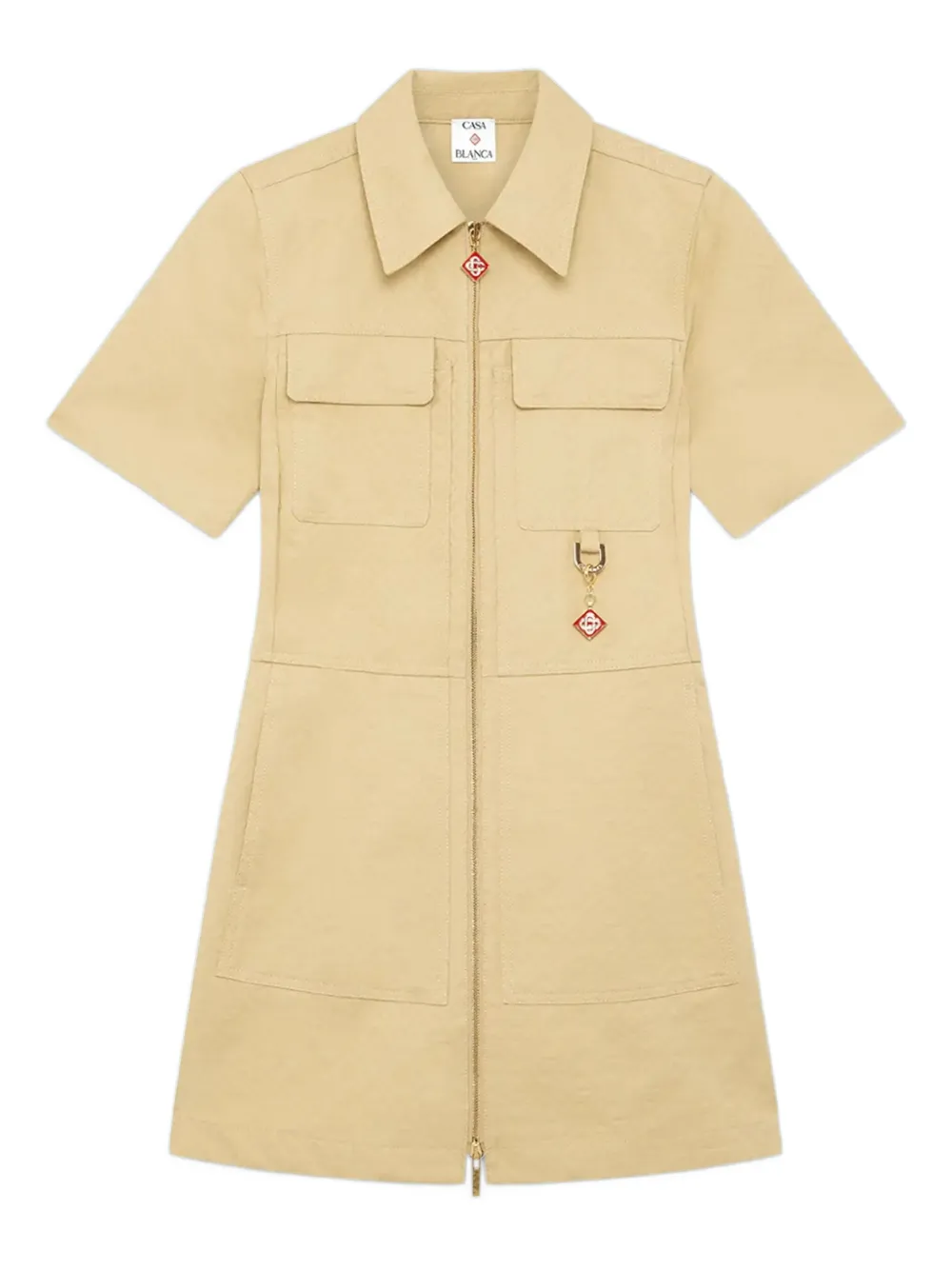 Casablanca monogram zip-front mini dress | Yellow | Image 1