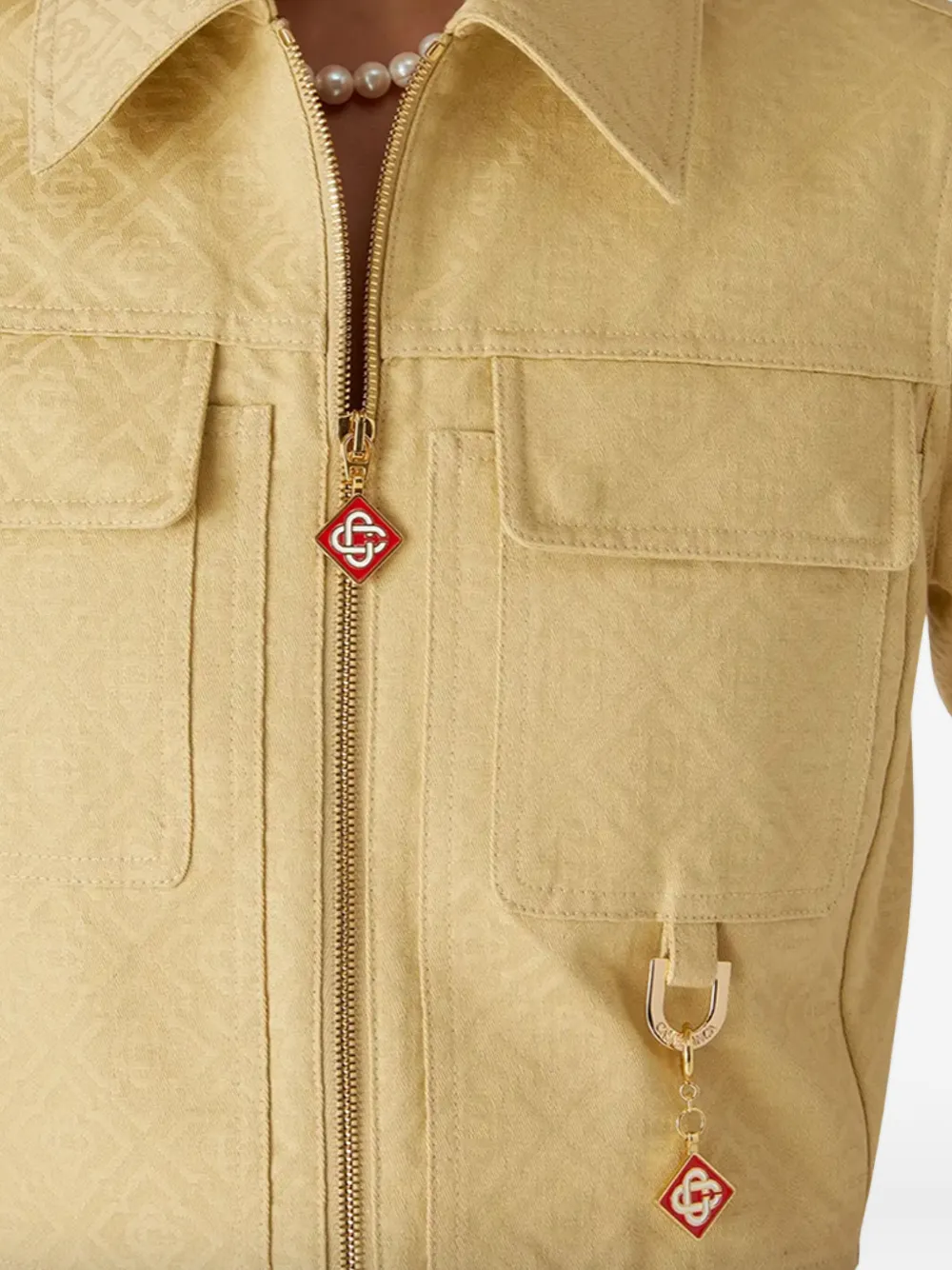 Casablanca Monogram Zip-front Mini Dress In Neutral