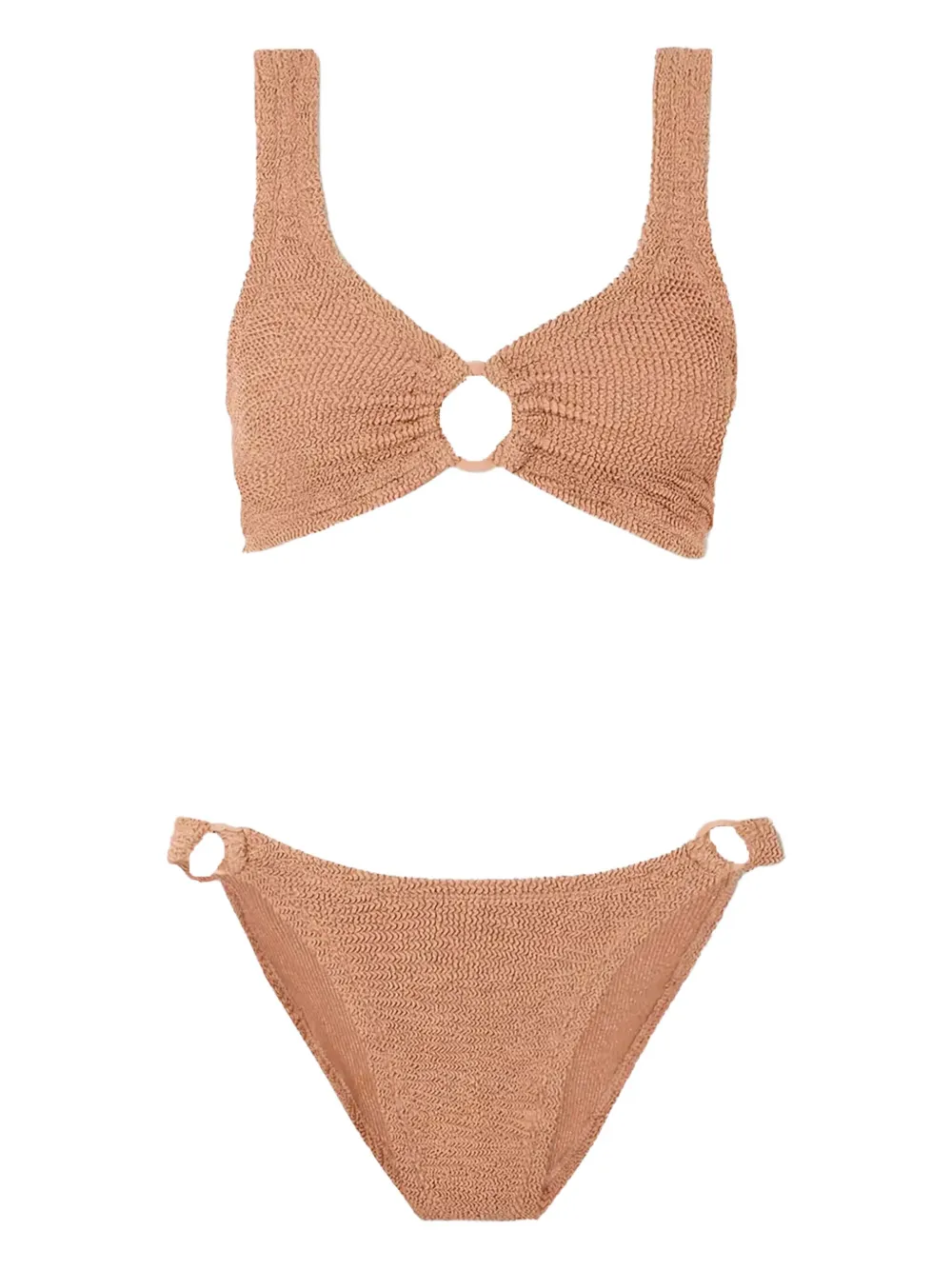 Hunza G Ring-detail Plunge-neck Bikini In Neutral