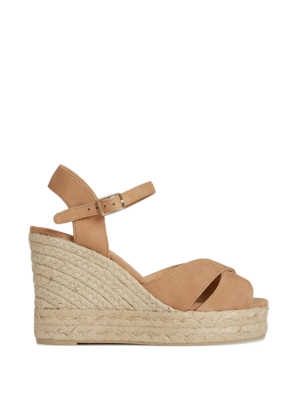 Castañer 110 mm Bromelia espadrilles met sleehak en enkelbandje Bruin