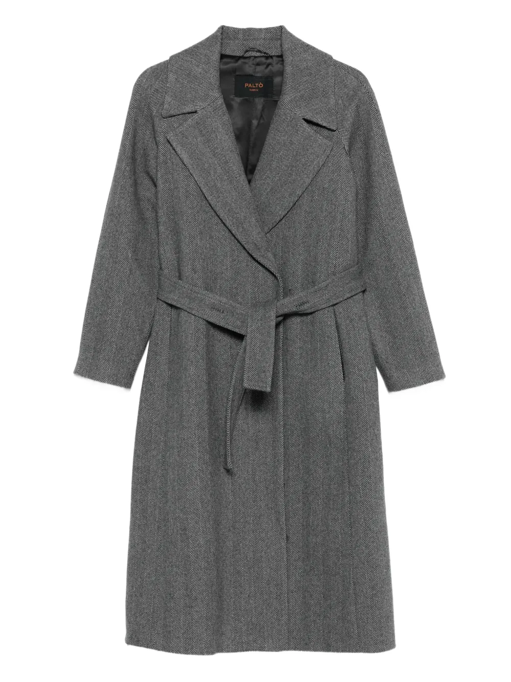 Paltò Paola herringbone belted coat - Nero