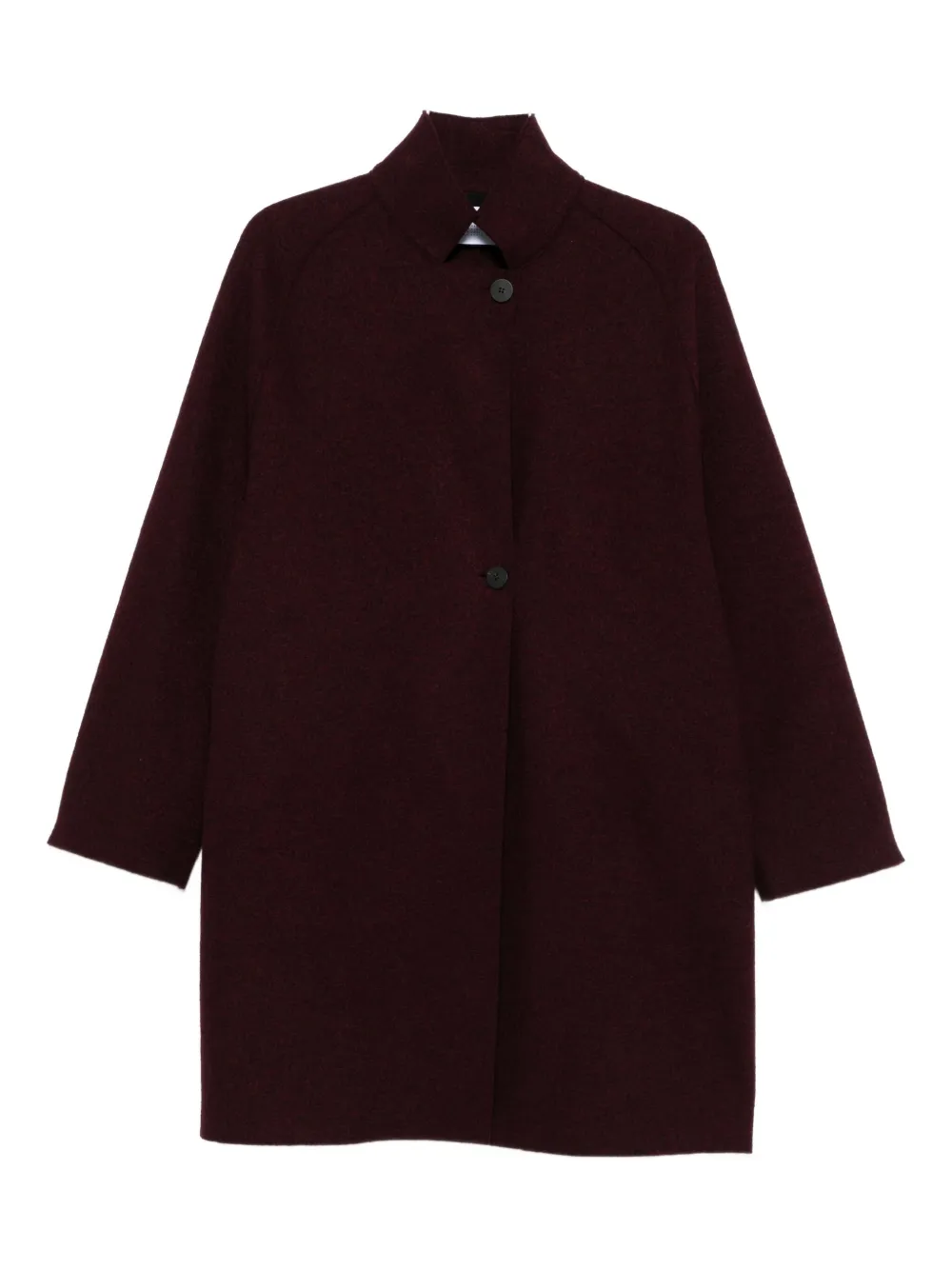 Harris Wharf London Wool Coat With High Neck And Raglan Sleeves In Burgundy