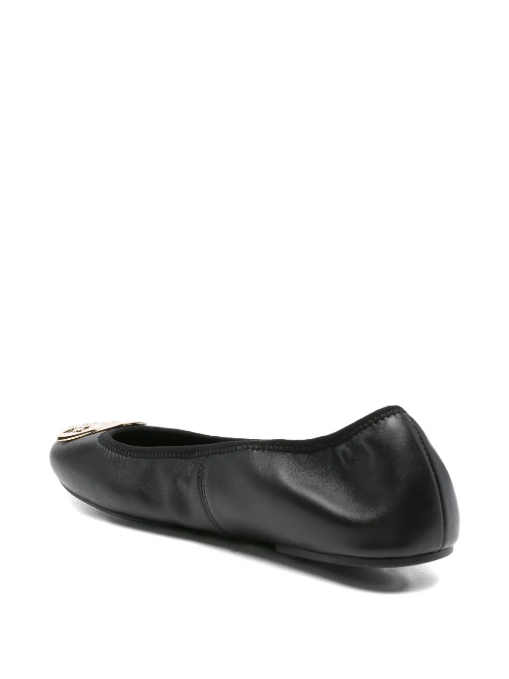 Tory Burch logo-plaque leather ballet flats Black