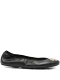 Tory Burch logo-plaque leather ballet flats - Black