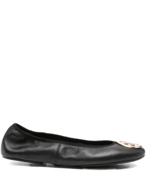 Tory Burch Minnie Travel Ballerina Shoes | Black | FARFETCH