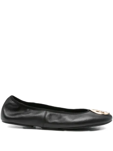 Tory Burch logo-plaque leather ballet flats