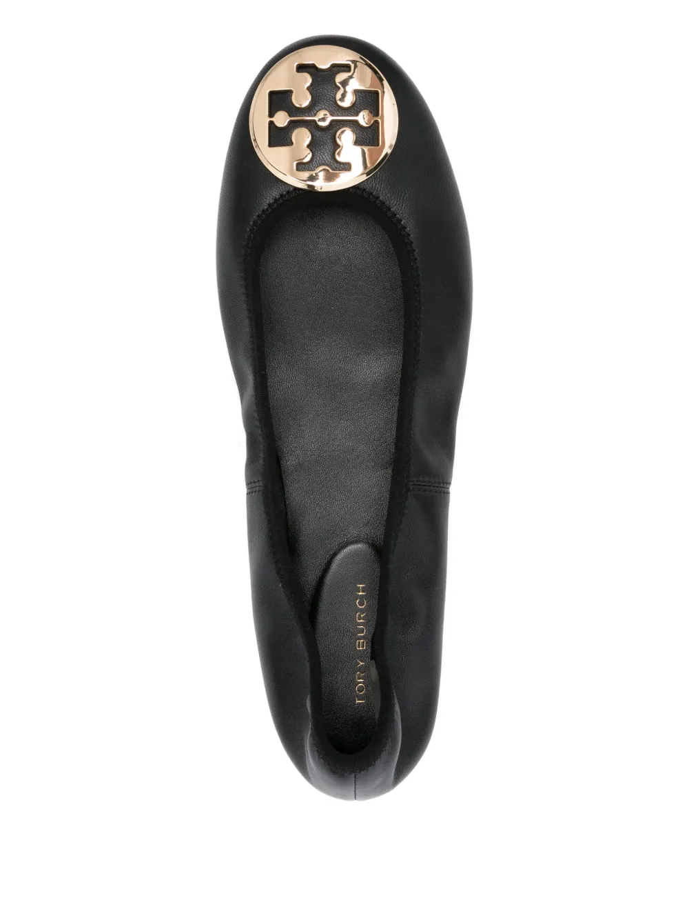Tory Burch logo-plaque leather ballet flats Black