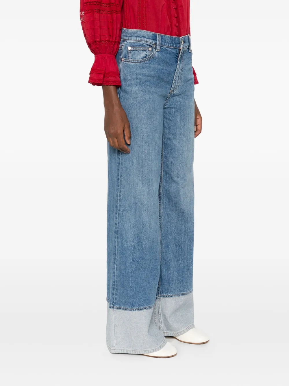 alice + olivia wide-leg contrast-cuff jeans Blauw