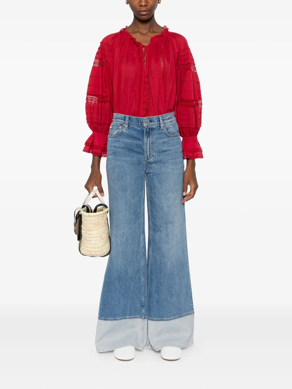 Alice + olivia wide-leg contrast-cuff jeans - Blauw