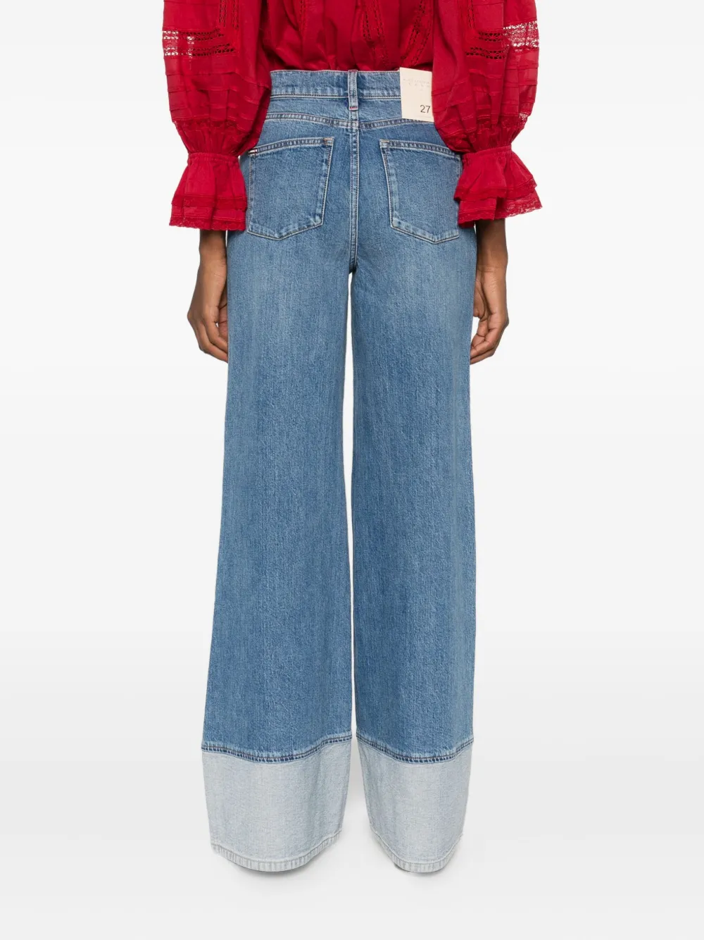 alice + olivia wide-leg contrast-cuff jeans Blauw