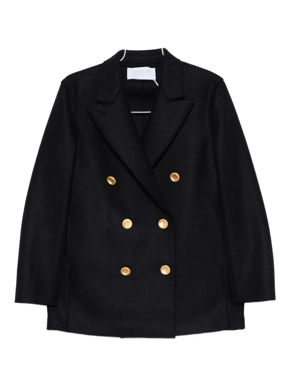 Harris Wharf London Double-breasted Coats With Notched Lapels And Side Pockets In Blue