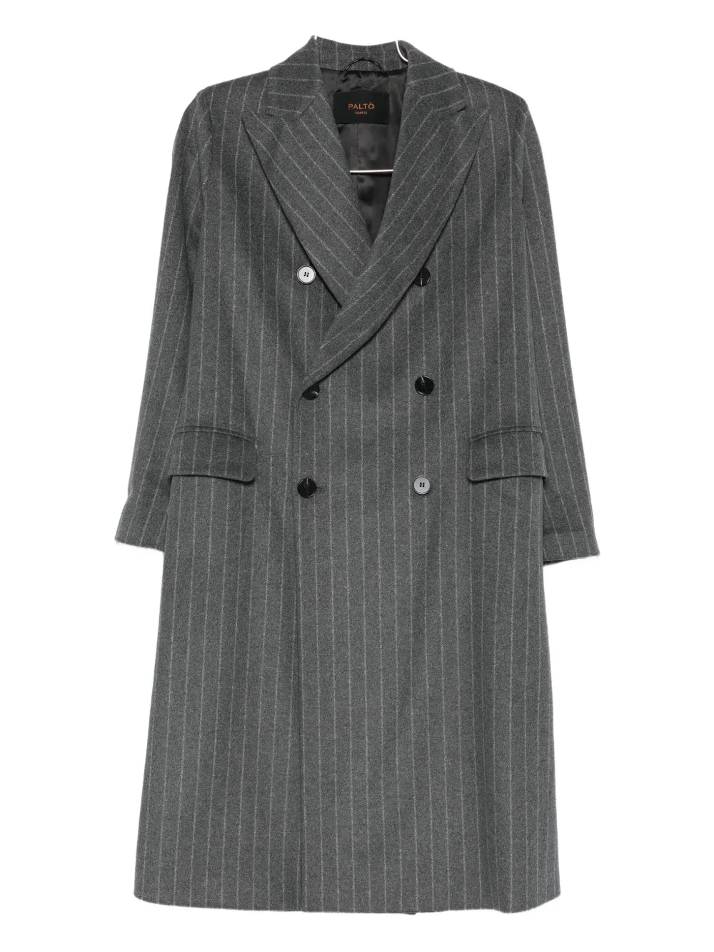 Paltò Pinstripe Double-breasted Coat In Gray