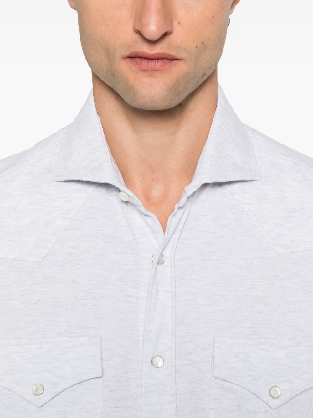 Brunello Cucinelli double-pocket cotton shirt Grijs