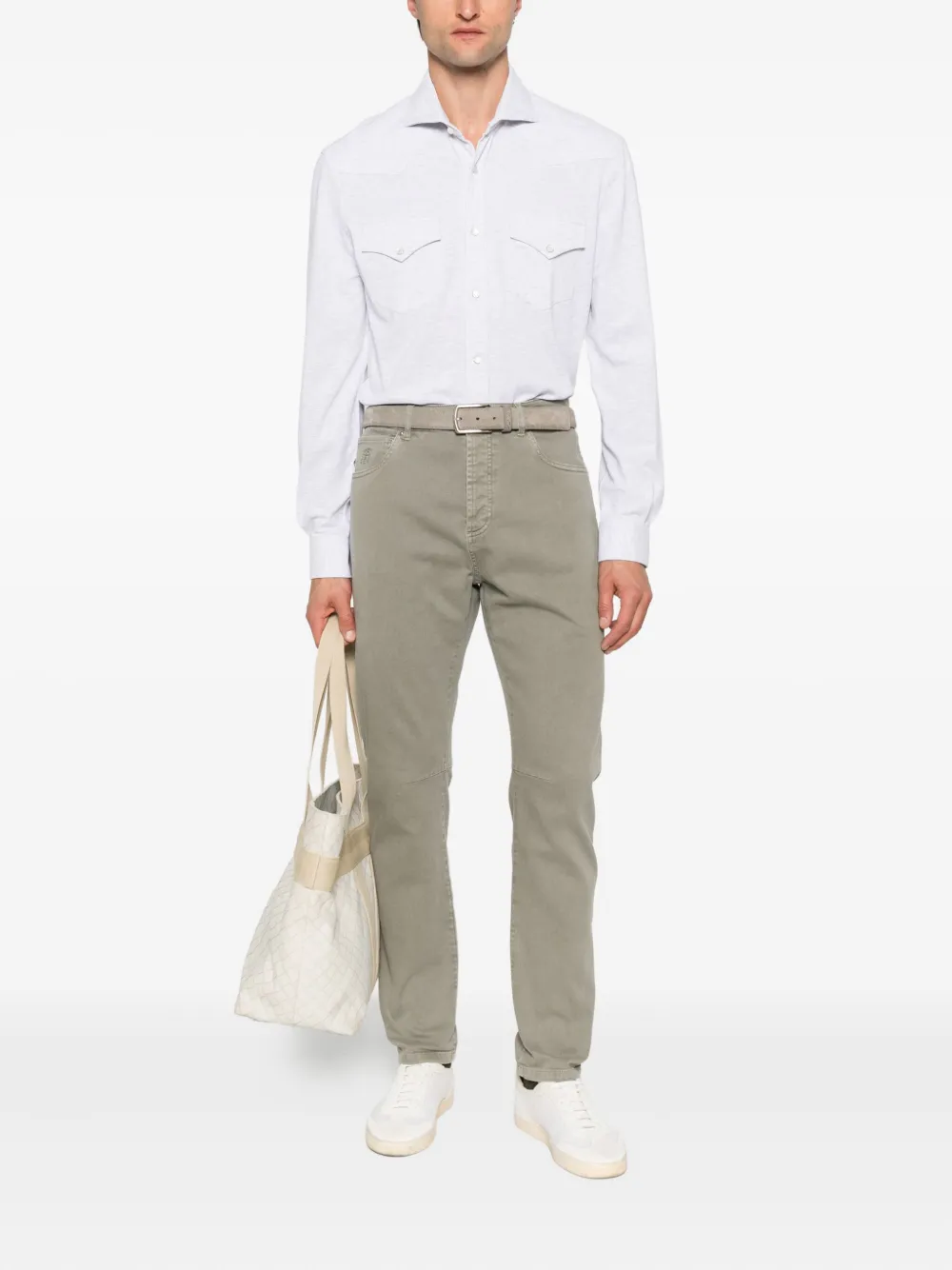 Brunello Cucinelli double-pocket cotton shirt Grijs