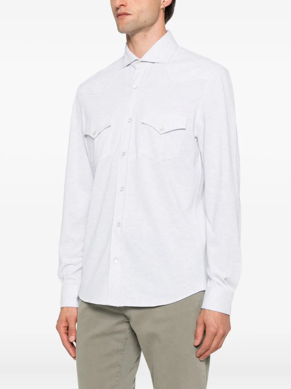 Brunello Cucinelli double-pocket cotton shirt Grijs