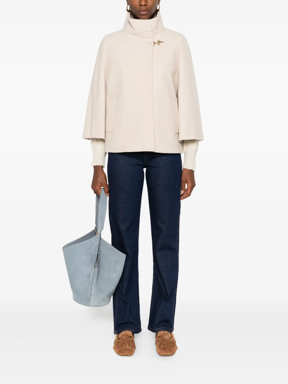 Fay Toggle-fastening Jacket In Neutral