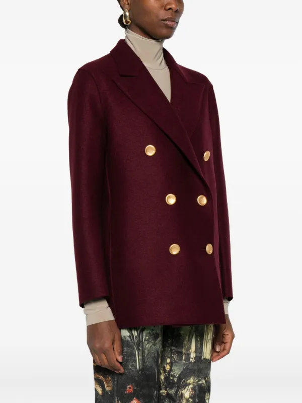 Harris Wharf London double-breasted gold-button Coat Red
